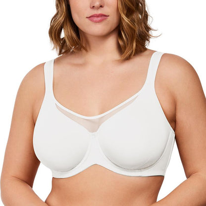 Plus Size Underwire Non-padded Smoothing Wide Strap Full Coverage