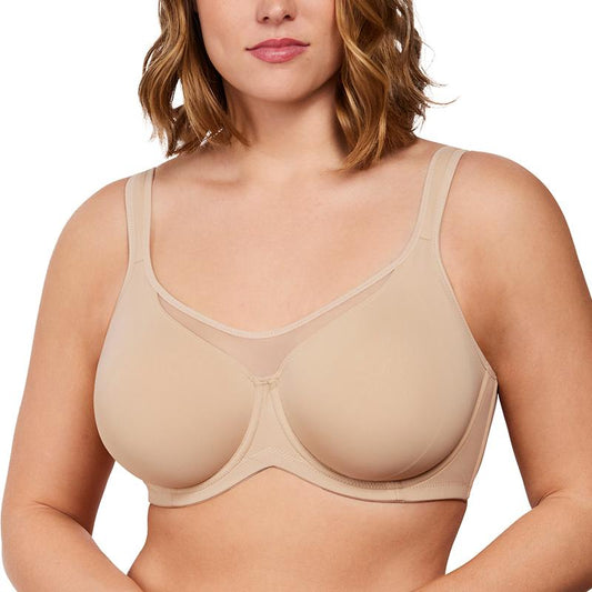 Plus Size Underwire Non-padded Smoothing Wide Strap Full Coverage